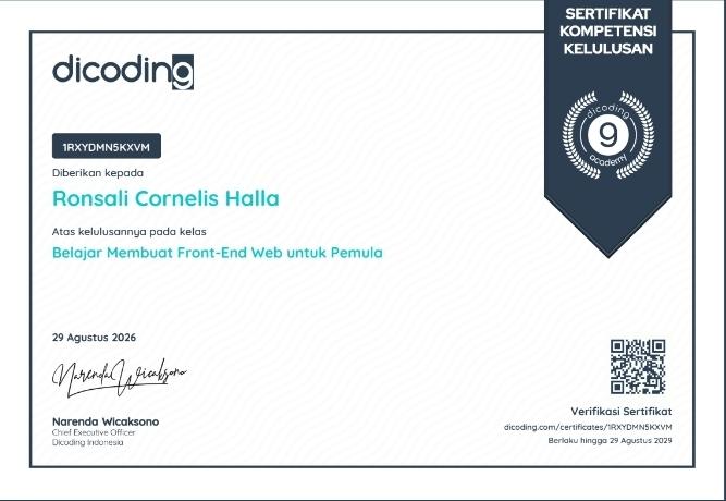 Sertifikat Dicoding Front-End